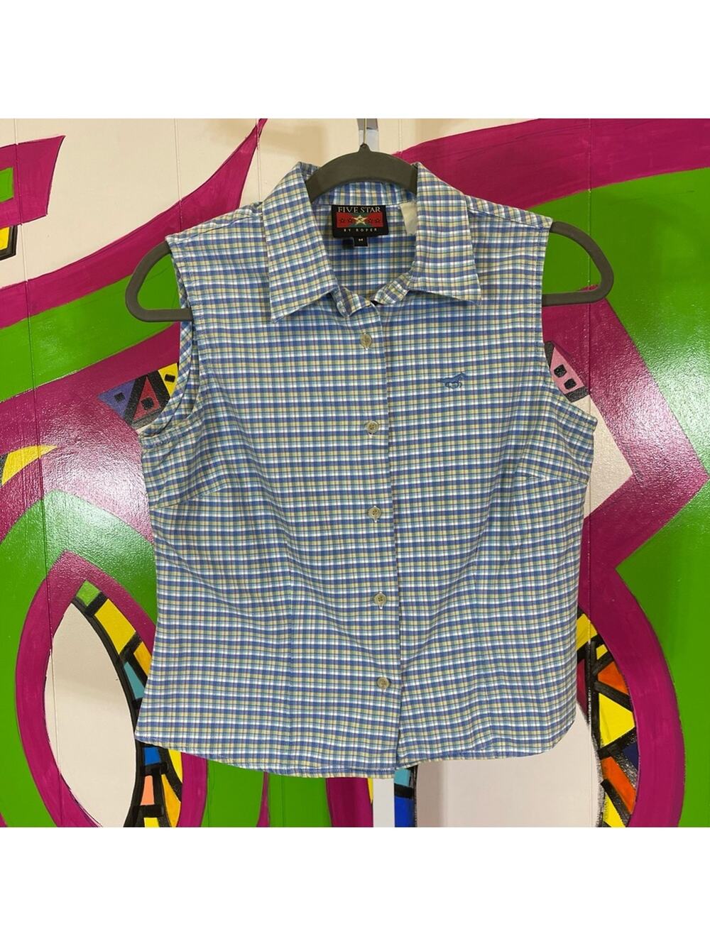 Five Star by Roper, Sleeveless Button Down Shirt. Size Medium. Excellent cond!